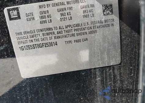 2016 Chevrolet Malibu 1Lt from USA, damaged, VIN 1G1ZE5ST8GF253614